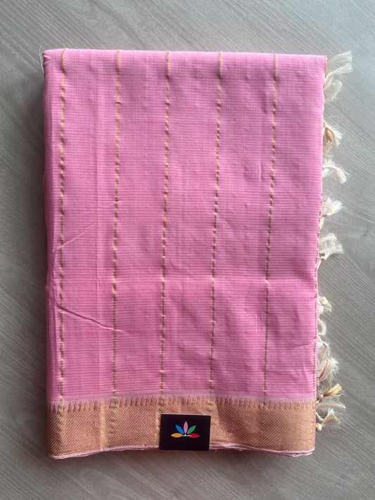 Zari Border Stripped Mangalagiri Cotton Saree-28765