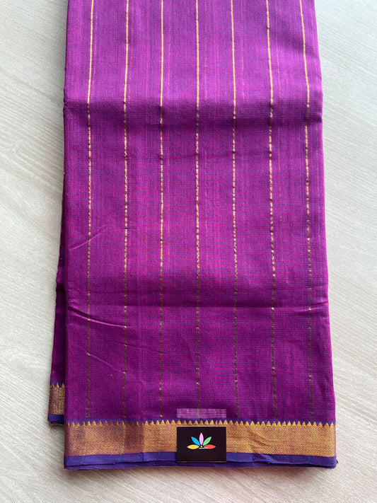 Zari Border Stripped Mangalagiri Cotton Saree-28767