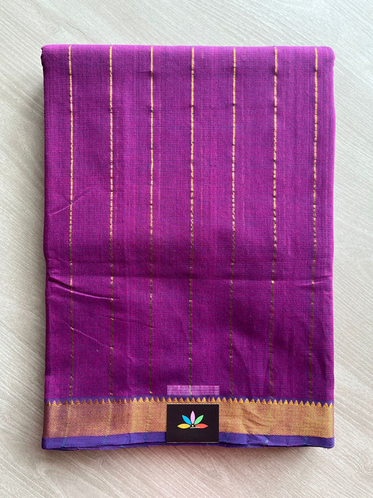 Zari Border Stripped Mangalagiri Cotton Saree-28767