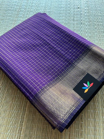 Purple Handloom Maheshwari Silk Cotton Saree - 30251