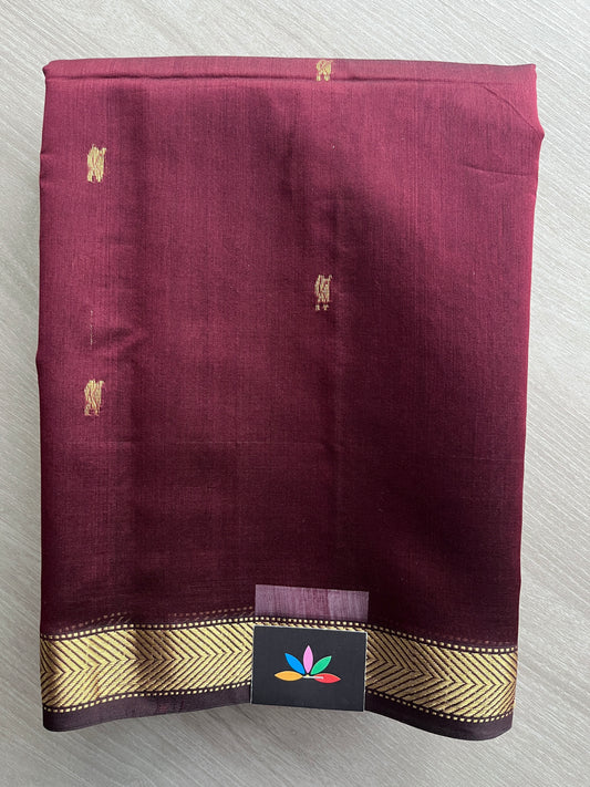 Maroon Handloom Maheshwari Silk Cotton Saree - 30267