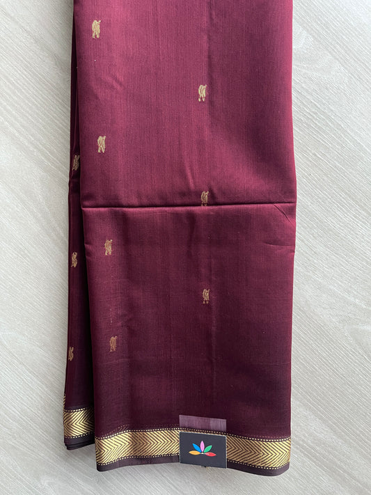 Maroon Handloom Maheshwari Silk Cotton Saree - 30267
