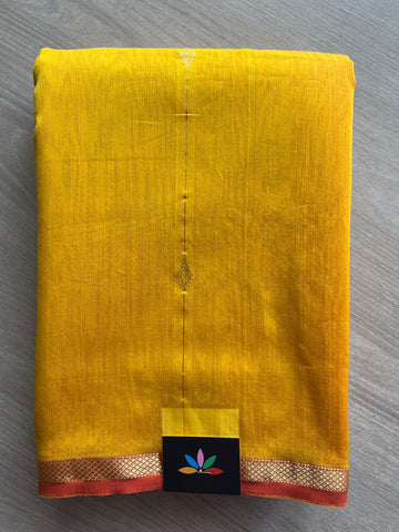 Mustard Yellow Handloom Maheshwari Silk Cotton Saree - 30275
