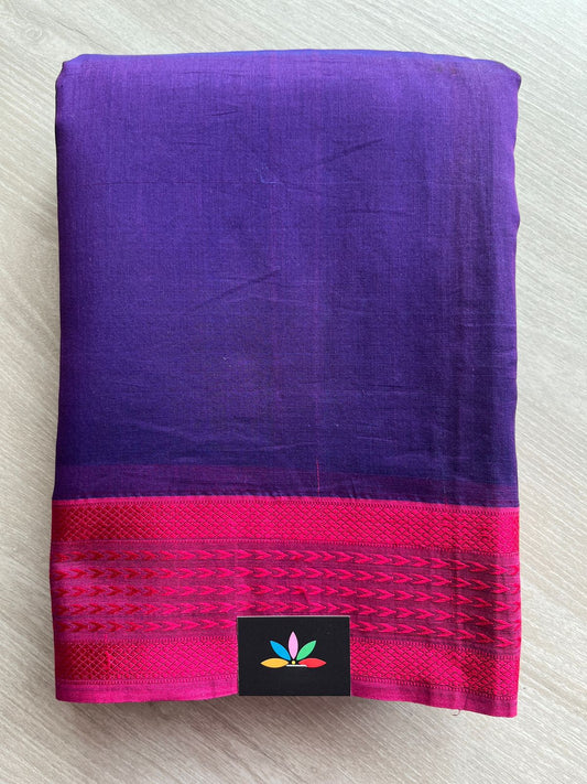 Purple Kosa Pallu Handloom Maheshwari Silk Cotton Saree - 30280