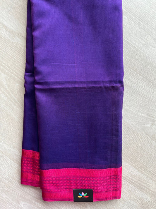 Purple Kosa Pallu Handloom Maheshwari Silk Cotton Saree - 30280