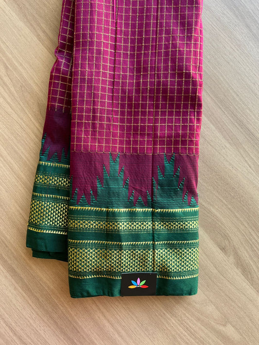 Temple Border Mercerized Cotton Ilkal Saree-15692