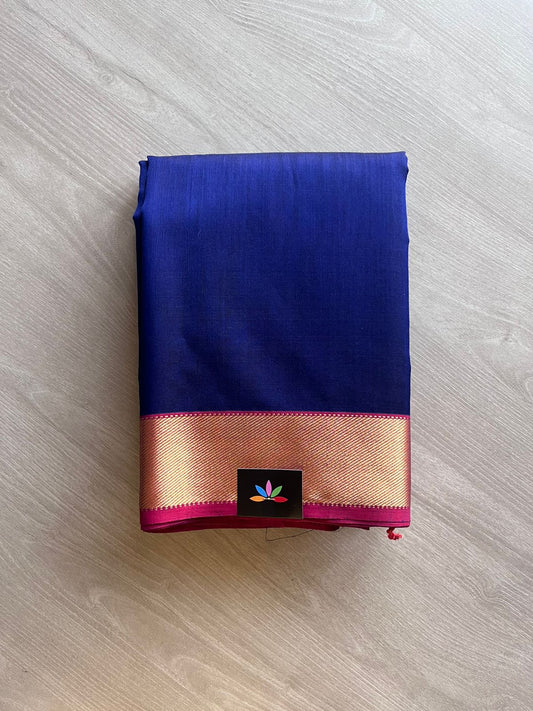 Handwoven Fine Maheshwari Silk Cotton Saree -11393