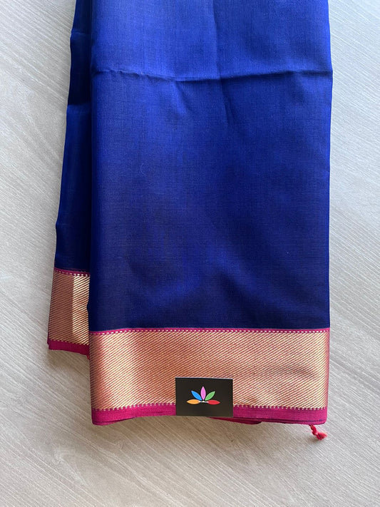 Handwoven Fine Maheshwari Silk Cotton Saree -11393