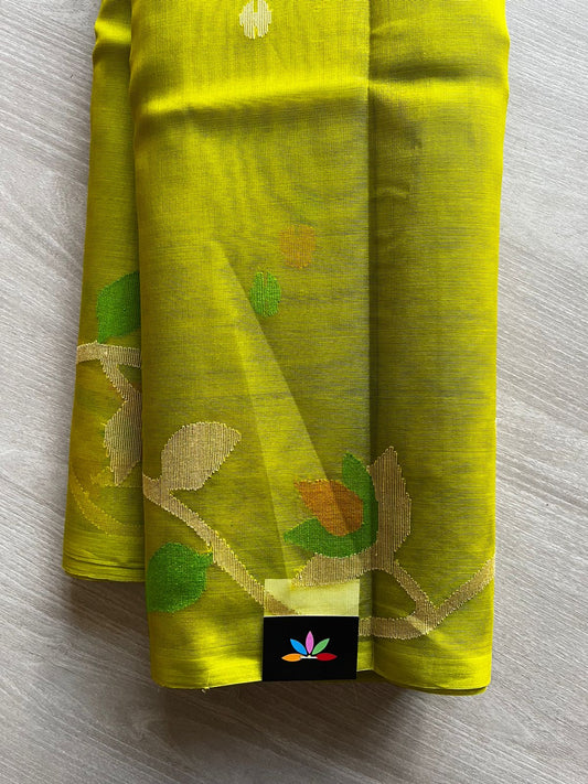 Handwoven Muslin Silk Jamdani Saree -11465