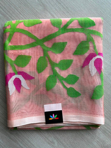 Handwoven Muslin Silk Jamdani Saree -11466