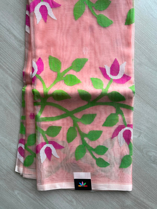 Handwoven Muslin Silk Jamdani Saree -11466