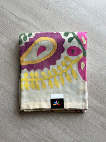 Handwoven Muslin Silk Jamdani Saree -11974