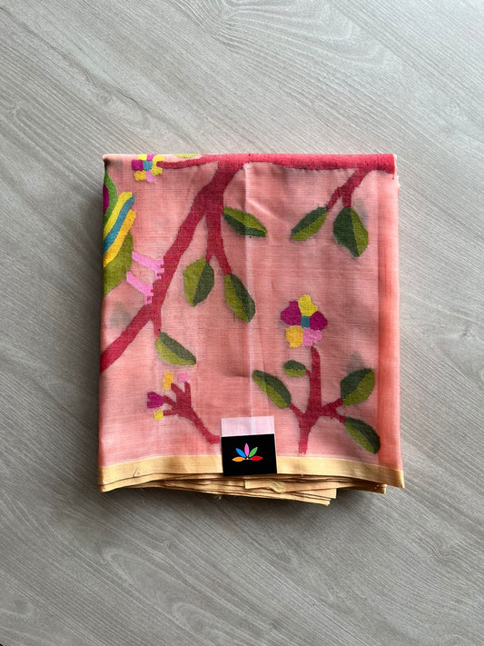 Handwoven Muslin Silk Jamdani Saree -11976