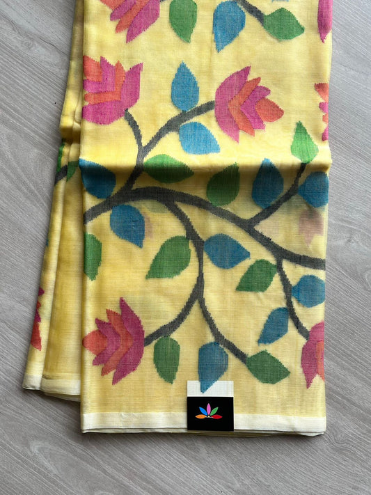 Handwoven Muslin Silk Jamdani Saree -11977