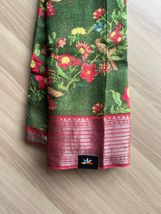 Big Border Digital Printed Mangalagiri Silk Cotton Saree -14151