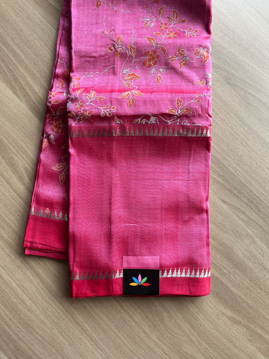 Printed Handwoven Mangalagiri Silk Cotton Saree -14152