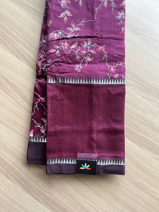 Printed Handwoven Mangalagiri Silk Cotton Saree -14154