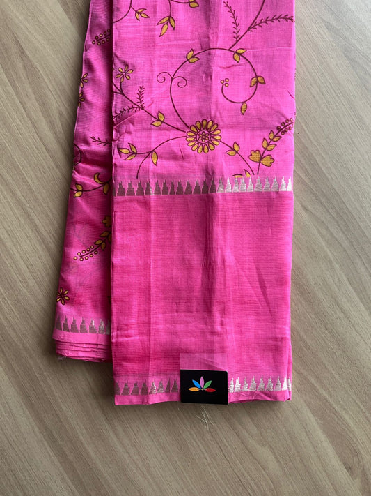 Printed Handwoven Mangalagiri Silk Cotton Saree -14156