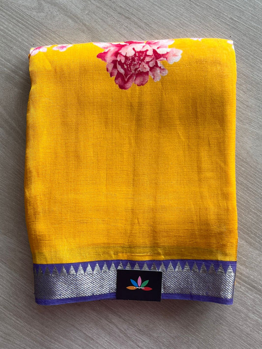 Small Border Digital Printed Mangalagiri Silk Cotton Saree -23517