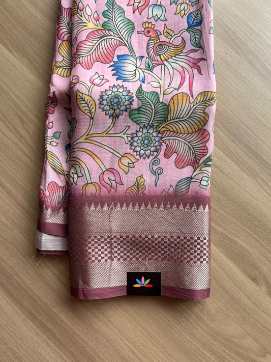 Big Border Digital Printed Mangalagiri Silk Cotton Saree -14217