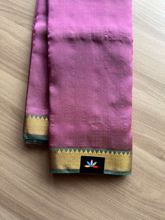 Zari Border Handloom Mangalagiri Silk Cotton Saree with Contrast Attached Blouse -14259