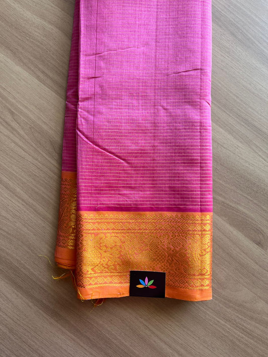 Traditional Border Handloom Mangalagiri Silk Cotton Saree -14647