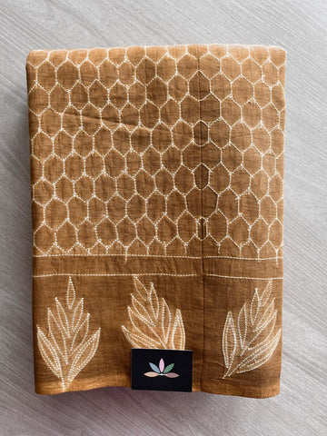 Hand Stitched Shibori Fine Mul Cotton Saree - 33404