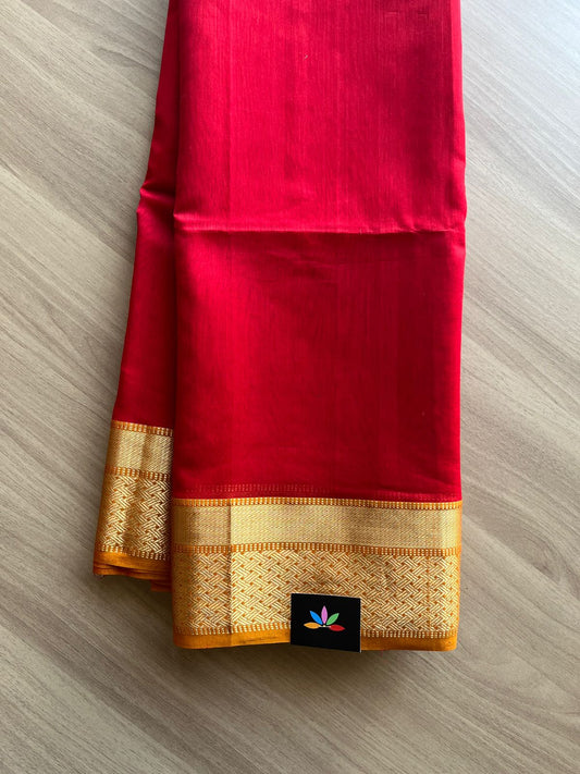 Red Handloom Maheshwari Silk Cotton Saree -15112