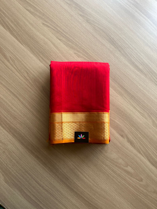 Red Handloom Maheshwari Silk Cotton Saree -15112