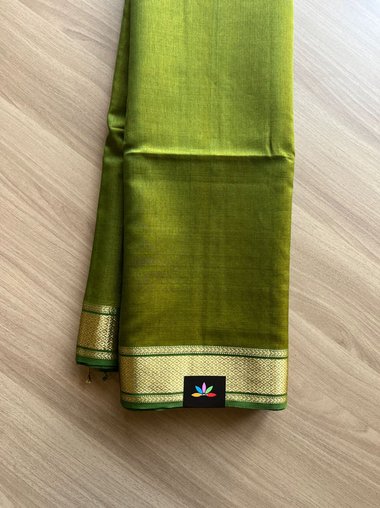 Green Handloom Maheshwari Silk Cotton Saree -15113