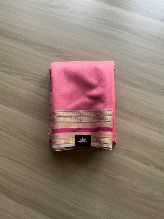 Pink Handloom Maheshwari Silk Cotton Saree -15114