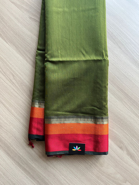 Contrast Border Handloom Maheshwari Silk Cotton Saree -15119