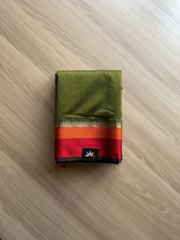 Contrast Border Handloom Maheshwari Silk Cotton Saree -15119