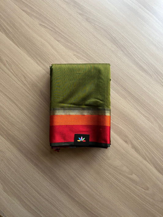 Contrast Border Handloom Maheshwari Silk Cotton Saree -15119