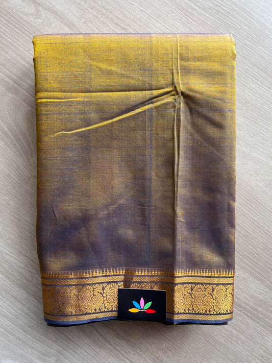 Smoky Gold Traditional Kanchi Border Mangalagiri Pattu Saree - 35025