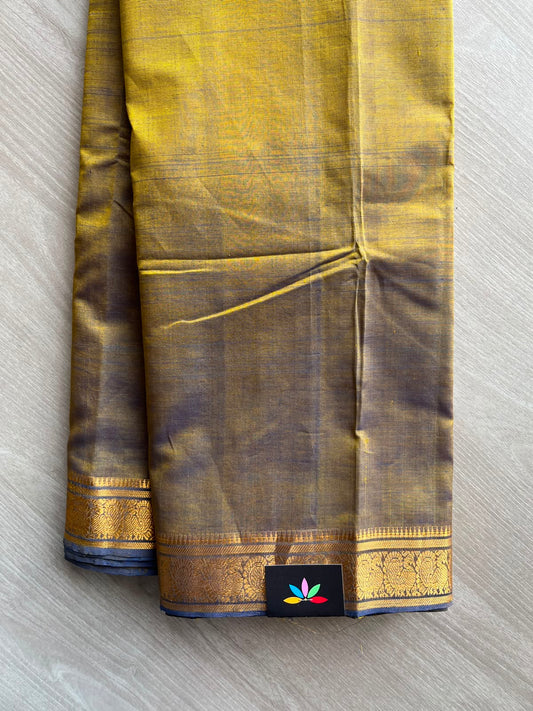 Smoky Gold Traditional Kanchi Border Mangalagiri Pattu Saree - 35025