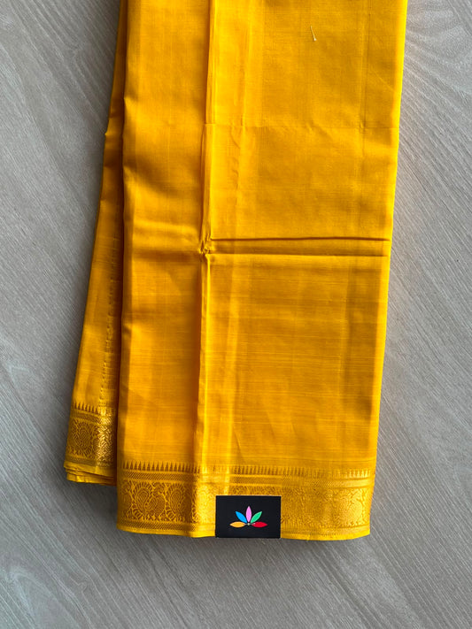 Mustard Gold Traditional Kanchi Border Mangalagiri Pattu Saree - 35026
