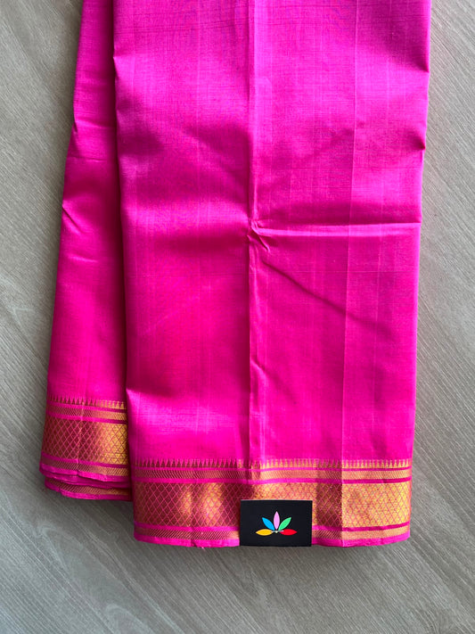 Fuchsia Pink Traditional Kanchi Border Mangalagiri Pattu Saree - 35031
