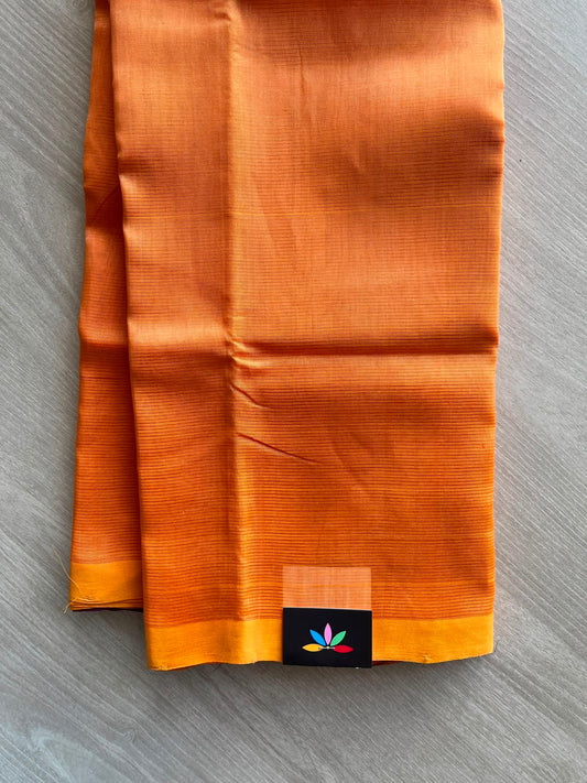 Pumpkin Orange Ikkat Pallu and Blouse Mangalagiri Silk Cotton Saree - 35035