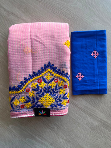 Hand Embroidered Resham Kota Saree - 35044