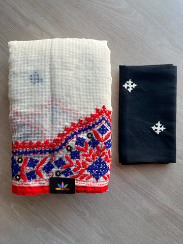 Hand Embroidered Resham Kota Saree - 35045