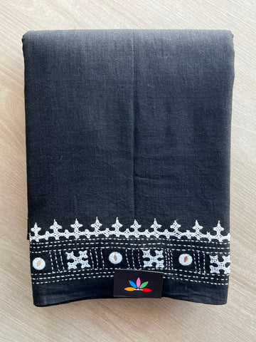 Gujarati Stitch Cotton Saree - 35046