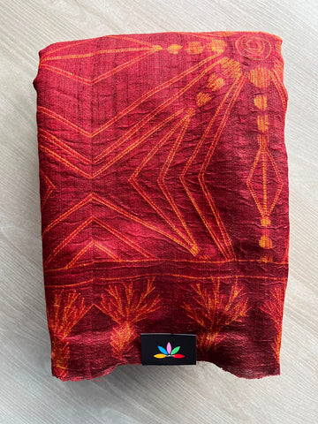 Hand Stitched Shibori Tussar Silk Saree - 35051