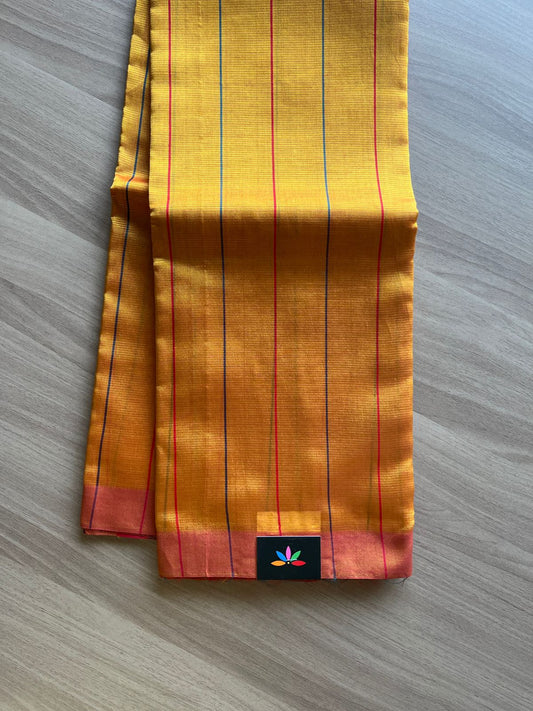 Stripped Handloom Mangalagiri Silk Cotton Saree-14380