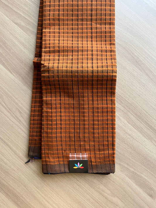 Borderless Missing Checks Mangalagiri Cotton Saree-14384