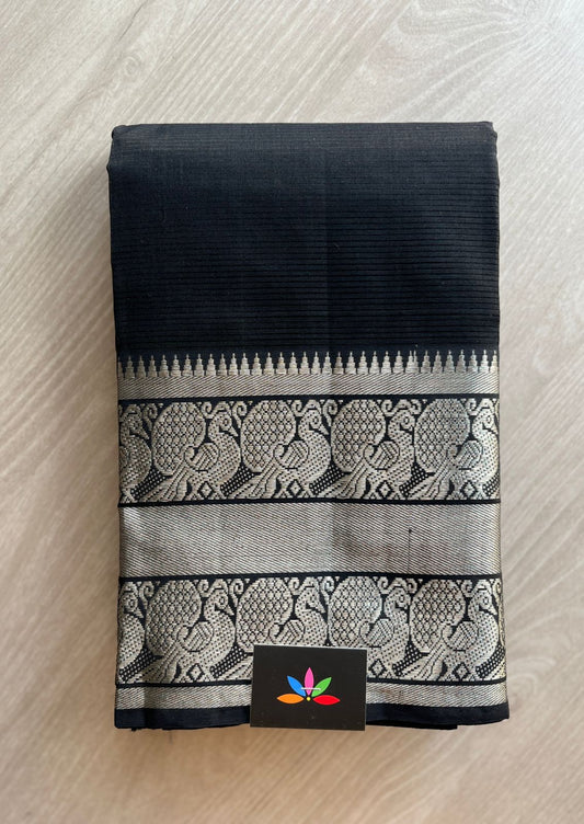 Handwoven Mangalagiri Silk Cotton Saree with Zari Border -7921