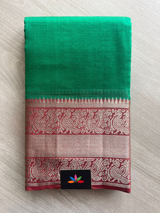 Handwoven Mangalagiri Silk Cotton Saree with Zari Border -7923