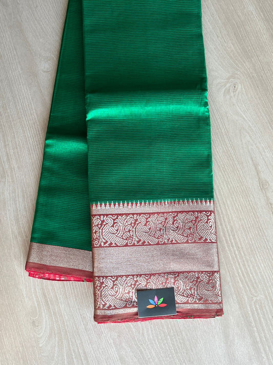 Handwoven Mangalagiri Silk Cotton Saree with Zari Border -7923