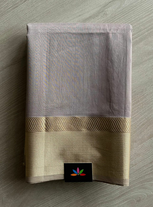 Handwoven Maheshwari Silk Cotton Saree With Contrast Pallu-8661