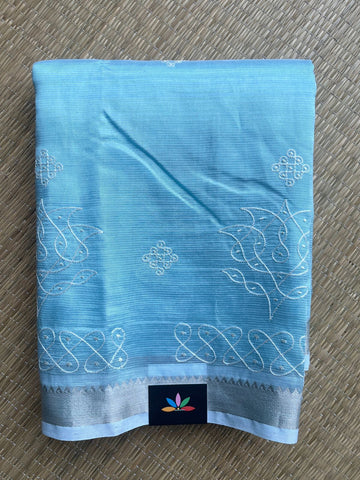 Kolam Embroidered Mangalagiri Silk Cotton Saree - 32201